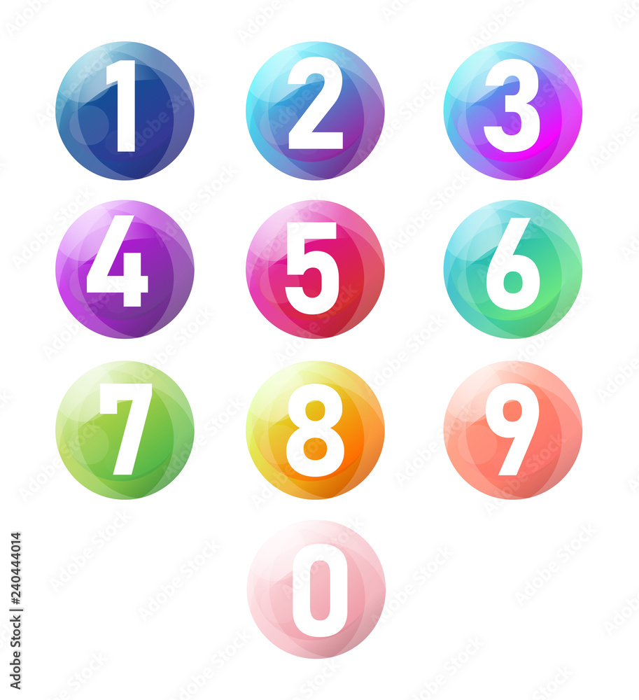 Vector of Number zero to nine with realistic 3d balls, set of number. Vector of Number zero to nine with realistic 3d balls, set of number.