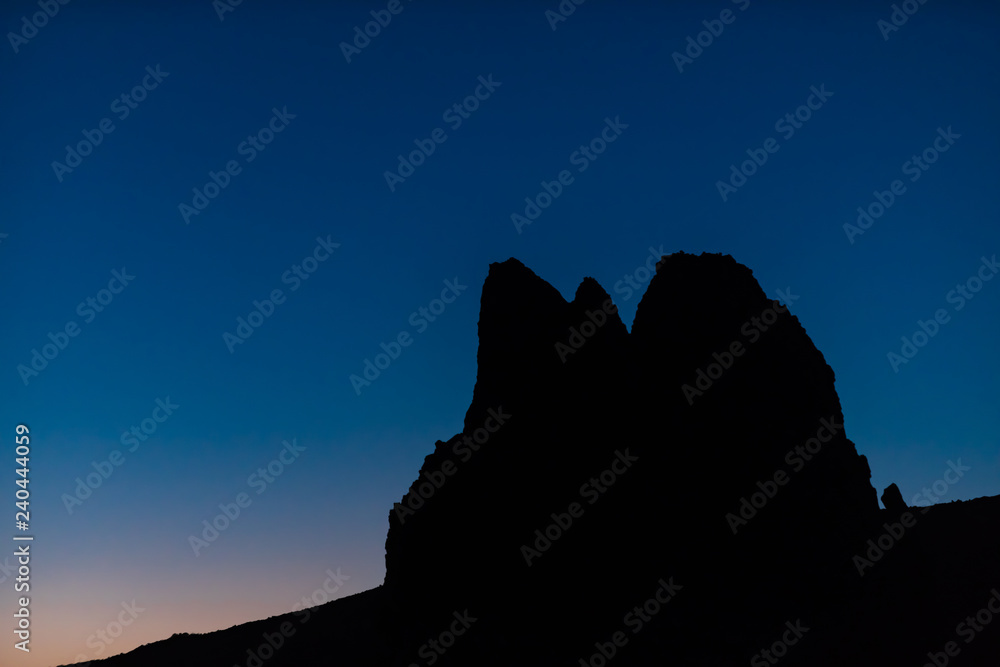 Stunning night view of the cliffs of Garcia Roques. Tenerife. Canary Islands..Spain