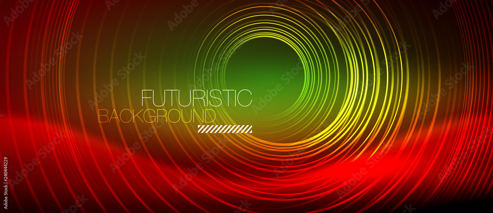 Neon glowing techno lines, hi-tech futuristic abstract background template with square shapes Neon glowing techno lines, hi-tech futuristic abstract background template with square shapes