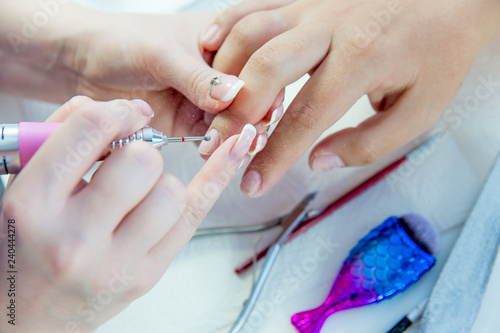 nail care and manicure in a nail salon