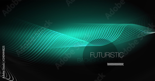 Neon lines wave background. Abstract composition