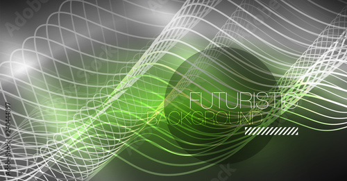 Neon lines wave background. Abstract composition
