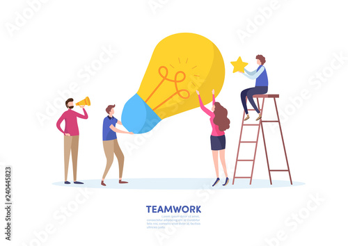 Team building create idea to success together teamwork business concept	