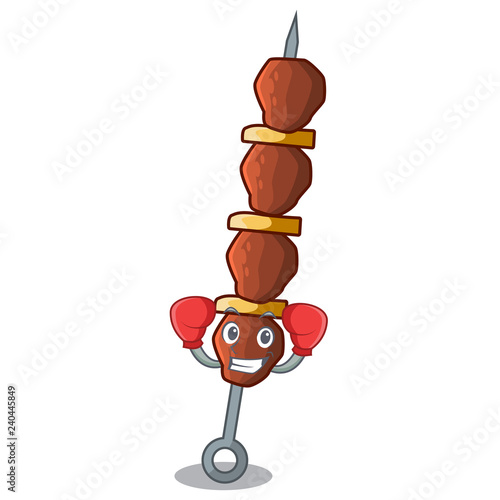 Boxing chickin shish with sticks a cartoon