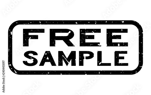 Grunge black free sample word square rubber seal stamp on white background