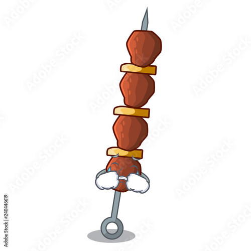 Crying chicken shish skewer barbecue with charcter