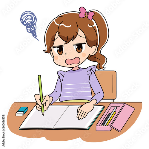 女の子　勉強