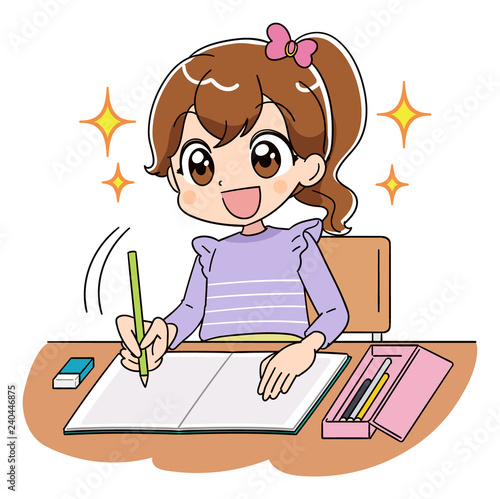 女の子　勉強