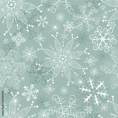 Pastel green winter seamless christmas pattern