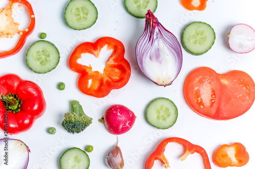 a fresh group of vegetables on white background