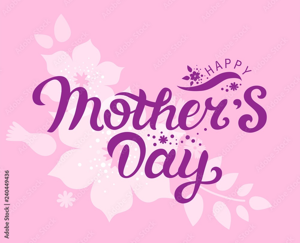 Happy Mothers Day text with flowers decoration