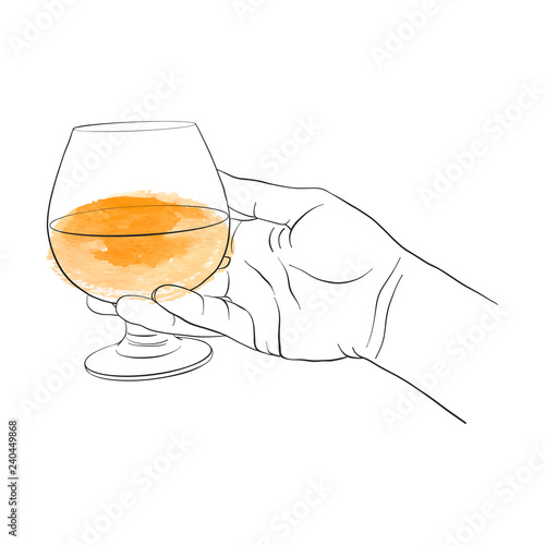 hand with cognac glass