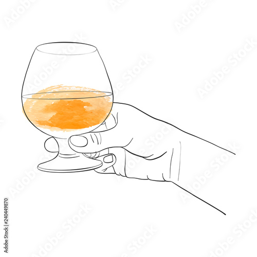 hand with cognac glass