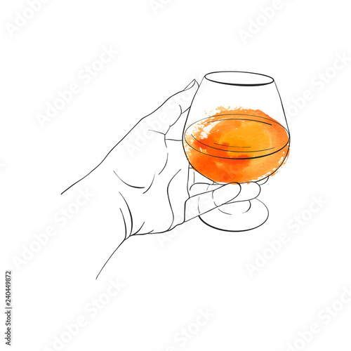 hand with cognac glass