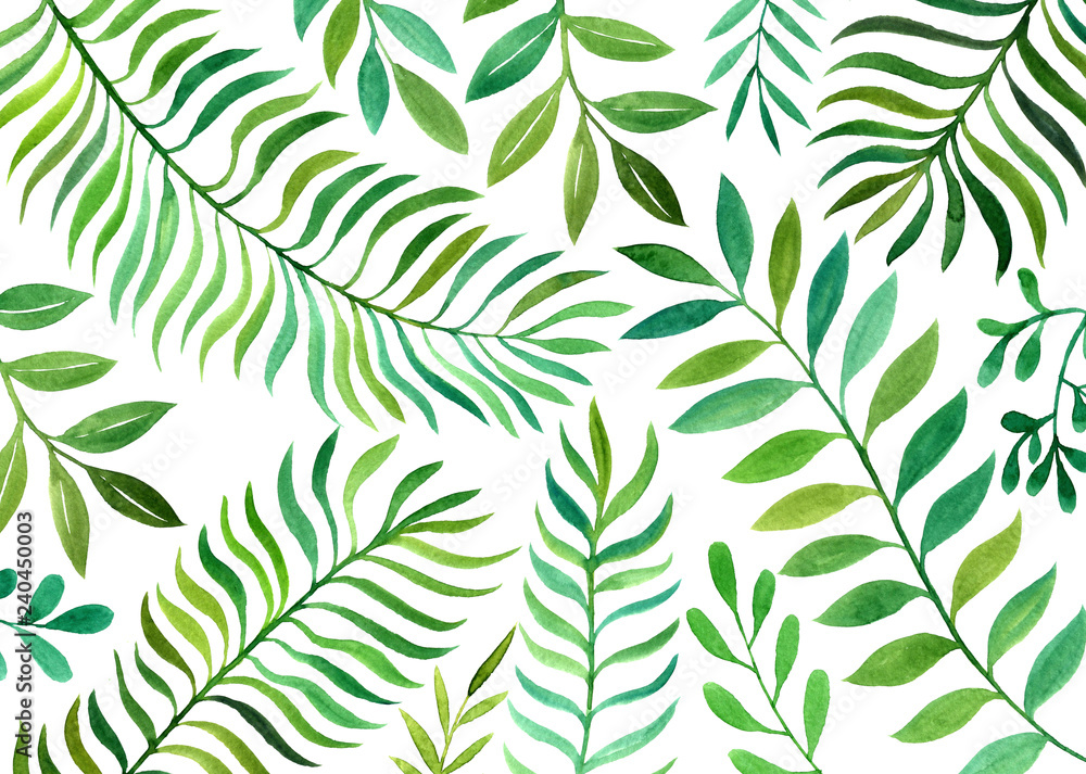 background with watercolor fern leaves background with watercolor fern leaves