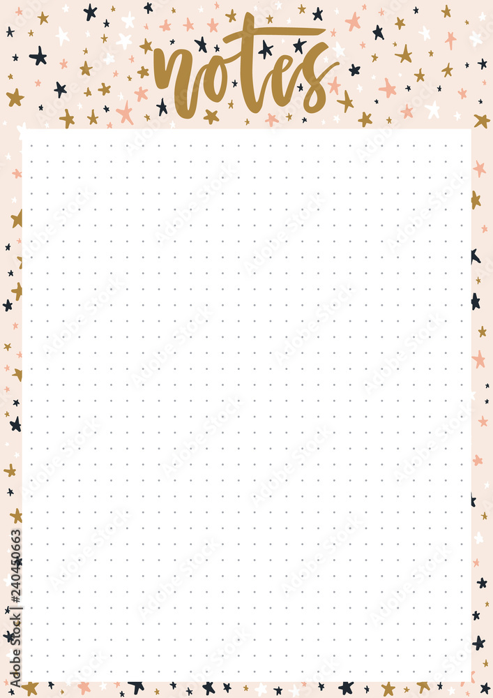 Vektorová grafika „Cute A4 template for notes with lettering and ...