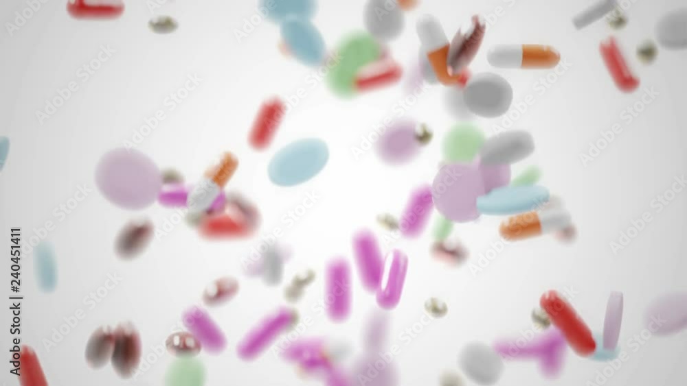 Blurred Falling Pills With Alpha Matte Blurred Falling Pills With Alpha Matte