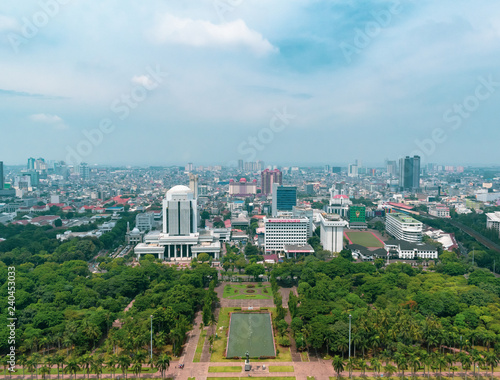 aerial view of the city from Monas National Monument Jakarta Indonesia