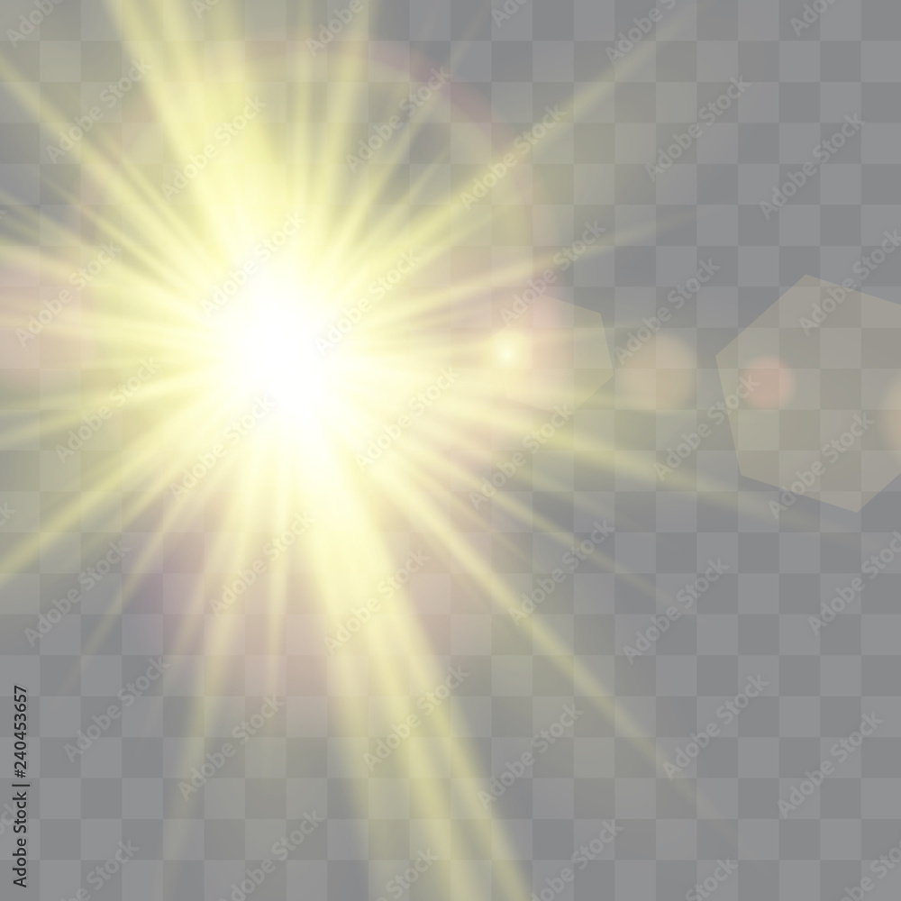 Vector transparent sunlight special lens flare light effect. Christmas abstract pattern. Sparkling magic dust particles.