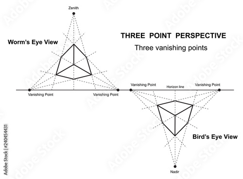  perspective drawing isolated on white background vector illustration