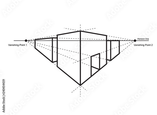  perspective drawing isolated on white background vector illustration