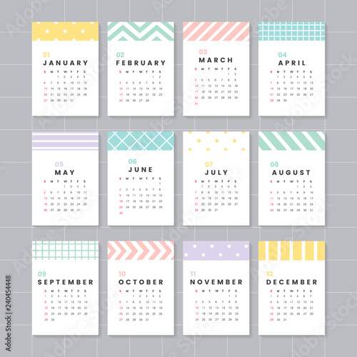 Colorful calendar mockup