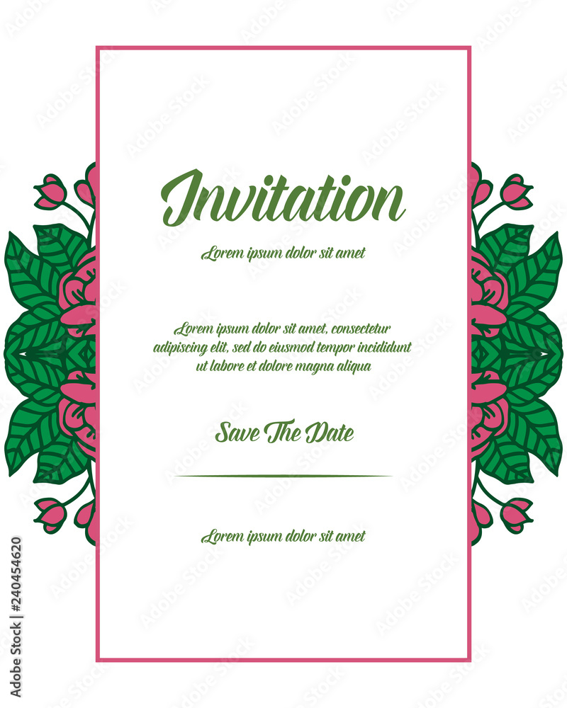 Obraz premium Vintage floral invitation template with hand drawn flowers vector art