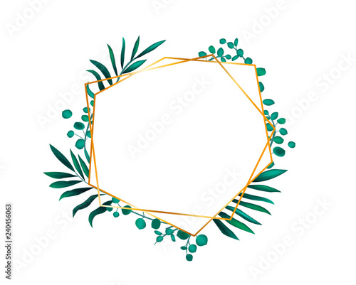 Wedding invitation design collection with eucalyptus leaves. Vector illustration.