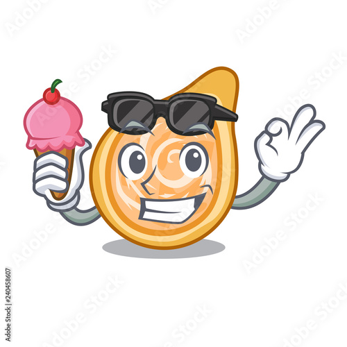 With ice cream snacks coxinha on a character plates