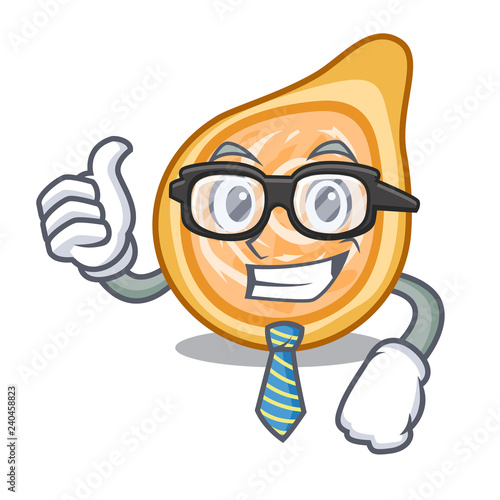 Businessman snacks coxinha on a character plates