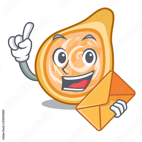 With envelope snacks coxinha on a character plates