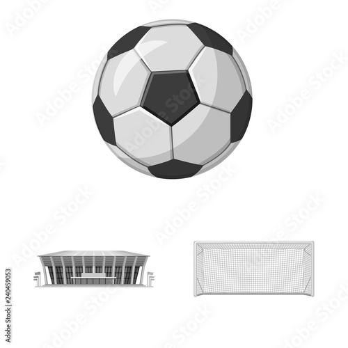 Vector design of soccer and gear sign. Set of soccer and tournament stock vector illustration.