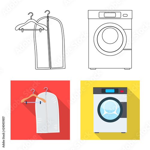 Isolated object of laundry and clean sign. Set of laundry and clothes stock vector illustration.