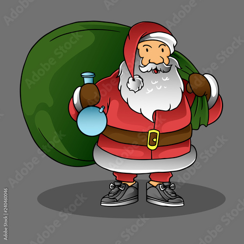 santa with big gift and bong