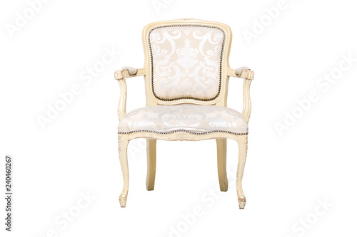 Old vintage luxury armchair isolated on white background.