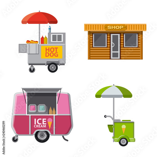 Isolated object of market and exterior sign. Set of market and food vector icon for stock.