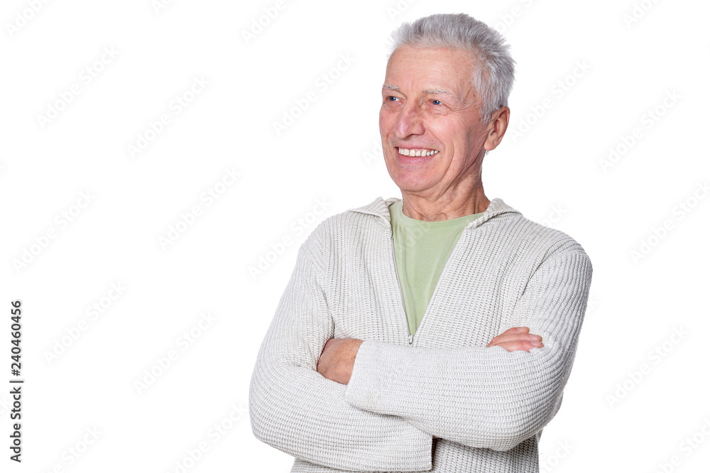 Portrait of senior man on white background Portrait of senior man on white background