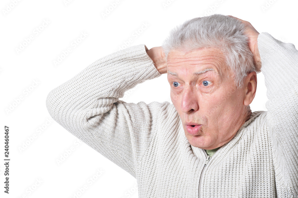 Portrait of senior man posing on white background Portrait of senior man posing on white background