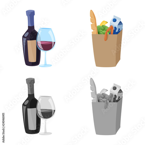 Isolated object of food and drink icon. Set of food and store stock symbol for web.