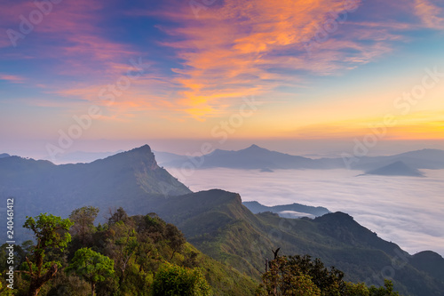 Landscape of sunrise on Mountain at of Phu Chi Dao ,Thailand
