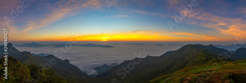 Beautiful Landscape of sunrise on Mountain at of Phu Chi Fa ,Thailand