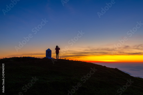 Beautiful Landscape of sunrise on Mountain at of Phu Chi Dao ,Thailand