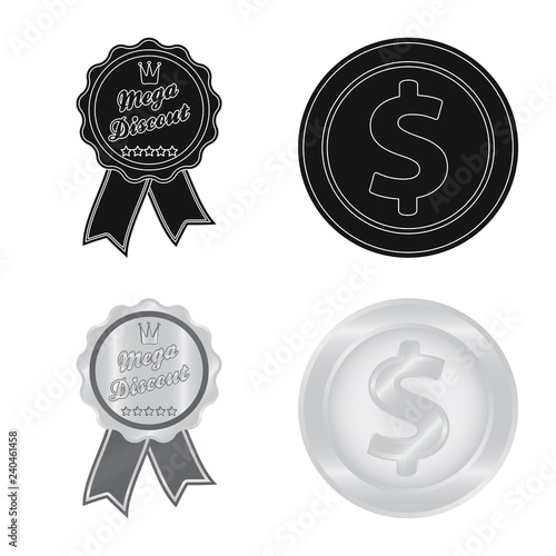 Vector illustration of emblem and badge icon. Set of emblem and sticker stock symbol for web.