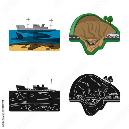 Vector design of natural and disaster logo. Collection of natural and risk vector icon for stock.