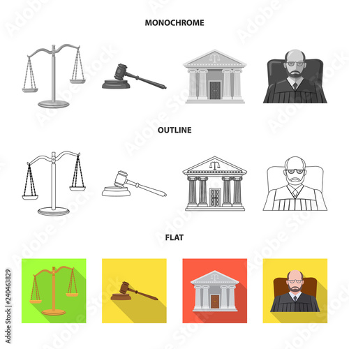 Vector design of law and lawyer logo. Collection of law and justice vector icon for stock.