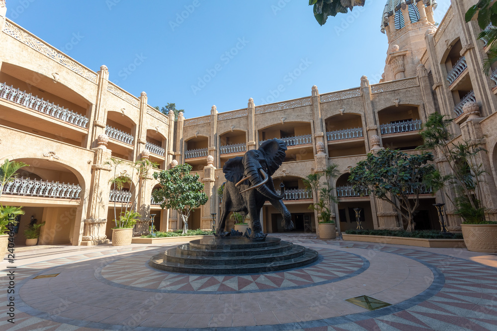 Elephant statue in Sun City or Lost City, big entertainment center in