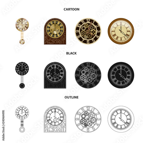 Vector illustration of clock and time logo. Collection of clock and circle stock symbol for web.