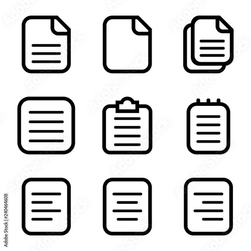 Set of Paper Icons, Document Icons isolated on white background. Vector Illustration. EPS 10.