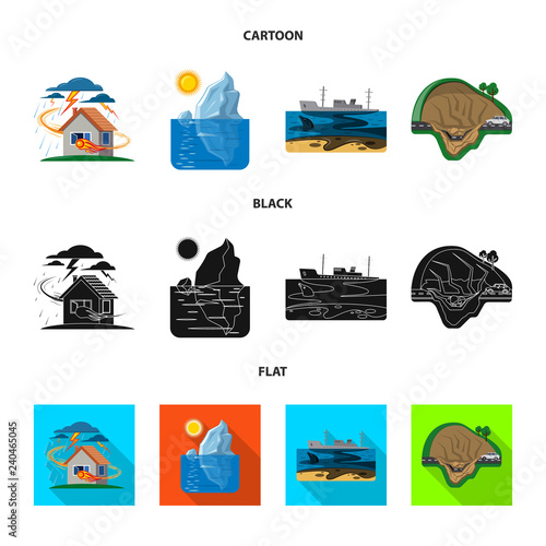 Vector illustration of natural and disaster symbol. Set of natural and risk stock vector illustration.