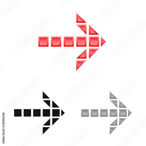 Vector illustration of element and arrow icon. Set of element and direction stock symbol for web.